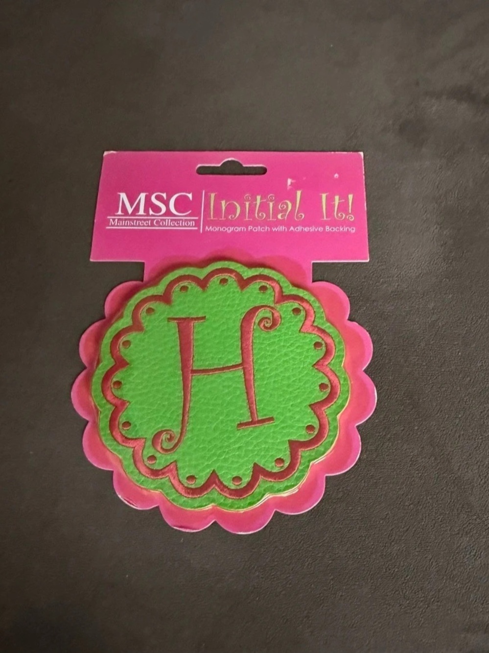 Letter H   MSC Initial It! Monogram 5 inch Patch Green & Pink Monogram
Patch NWT